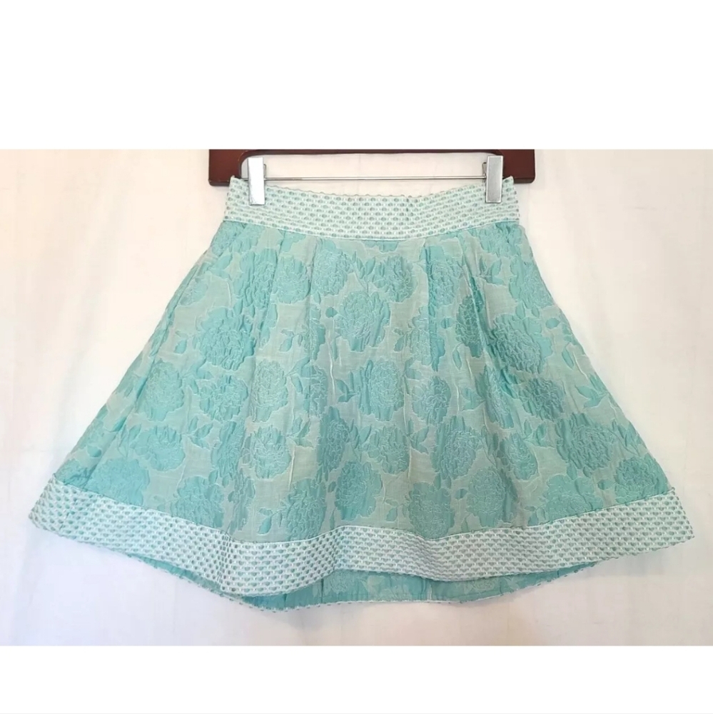 Buru Aqua Brocade Cropped Mod Top and Skirt - size XS - Picture 8 of 11